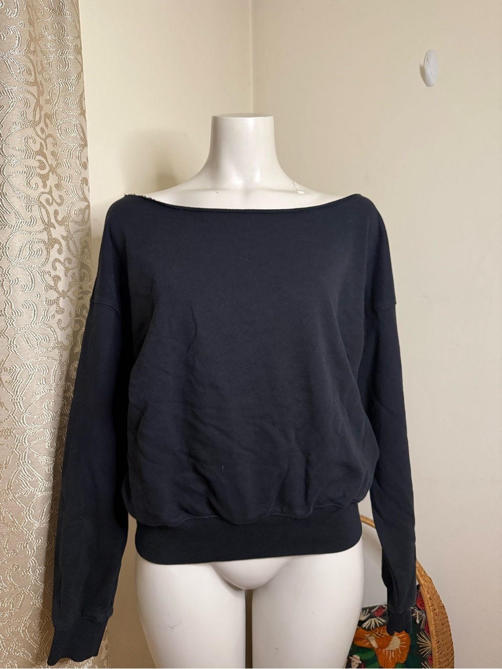 Fabletics Off-the-Shoulder Black Pullover Sweater